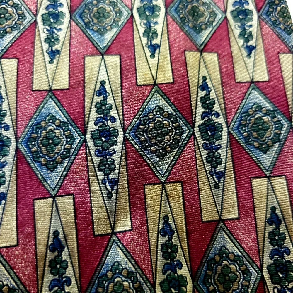 Savile Row Red Abstract‎ Silk Tie Print Wide